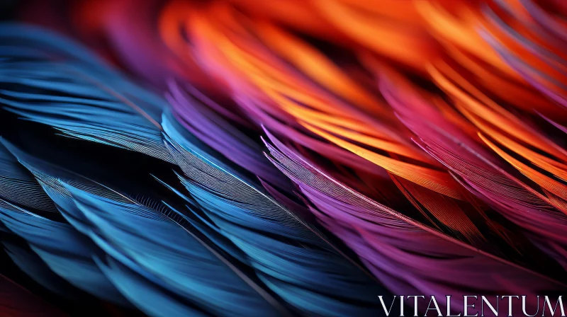 Luminous Close-Up of Colorful Feathers AI Image