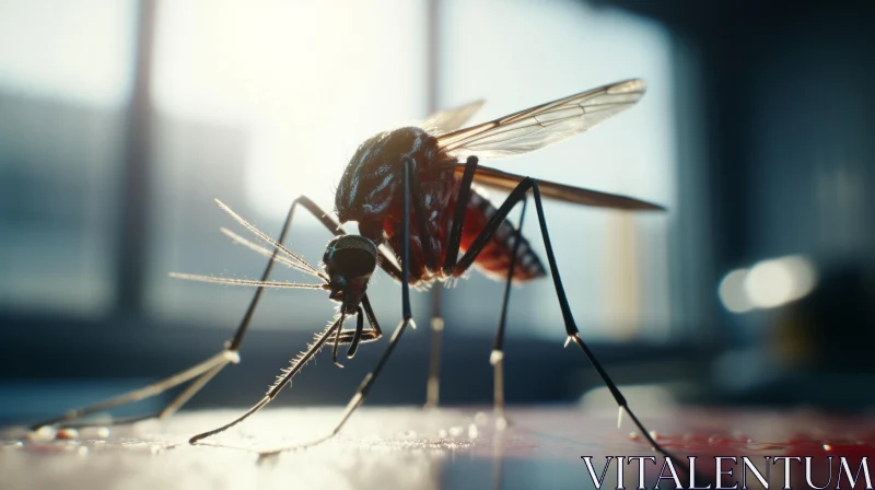 Sunlit Mosquito on Table: A Blend of Natural and Modern Aesthetics AI Image