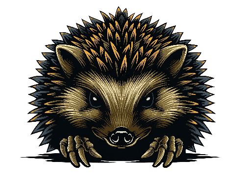 Vintage Hedgehog Illustration for Merchandise POD Design