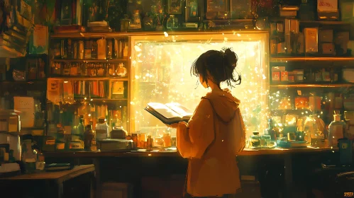 Woman Reading in a Cozy Interior