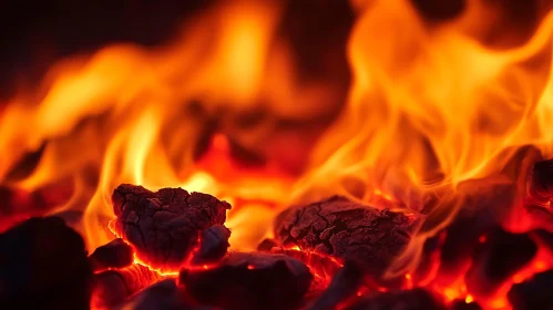 Intense Burning Fire Close-Up