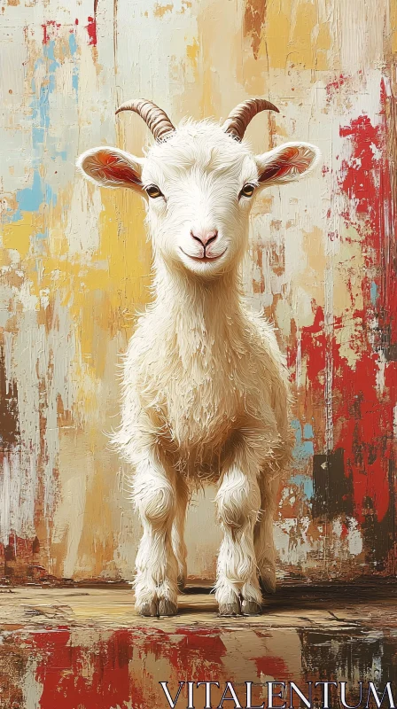 Goat with Textured Background AI Image