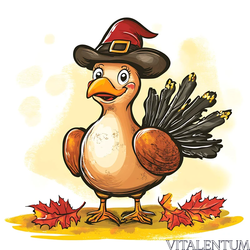 Whimsical Thanksgiving Turkey Illustration AI Image