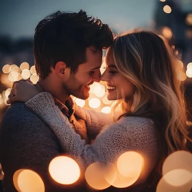 Affectionate Couple Portrait with Bokeh Background