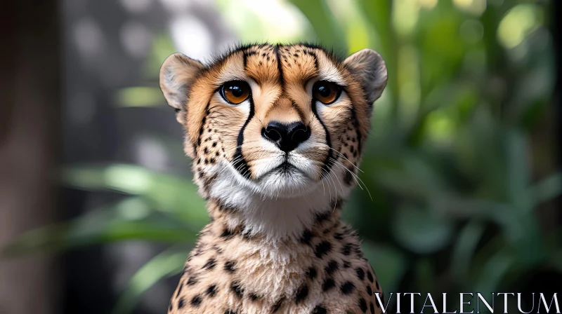 Cheetah Portrait with Green Background AI Image