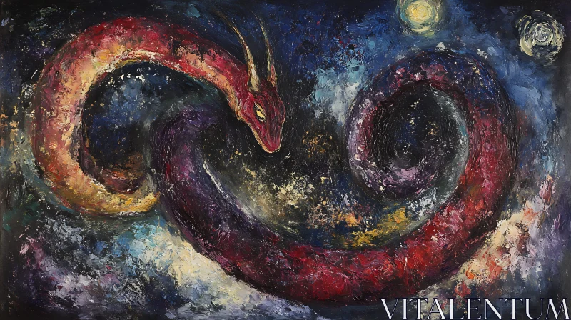 AI ART Celestial Serpent in Starry Night