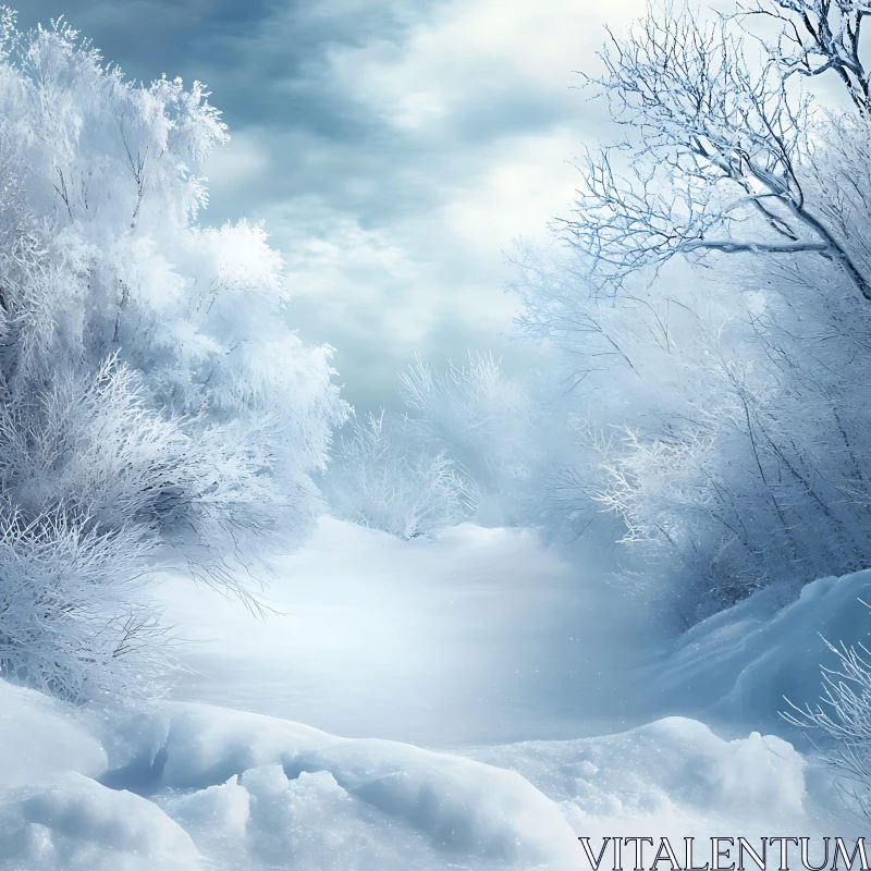 Frosty Winter Landscape AI Image