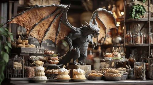 Mythical Feast: Dragon and Pastries Composition