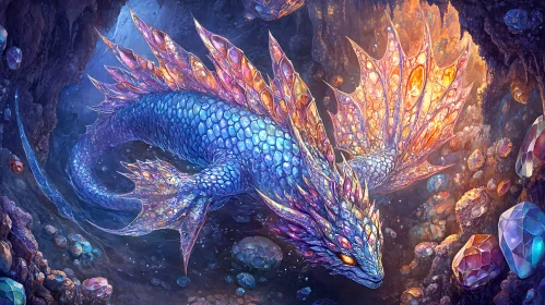 Gleaming Dragon in Gemstone Grotto