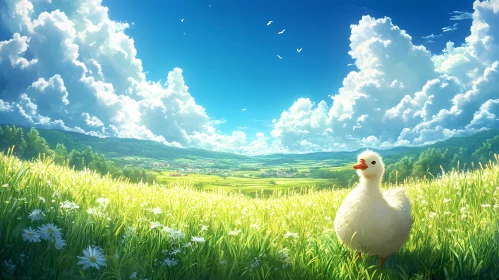 Peaceful Duck in Vibrant Meadows