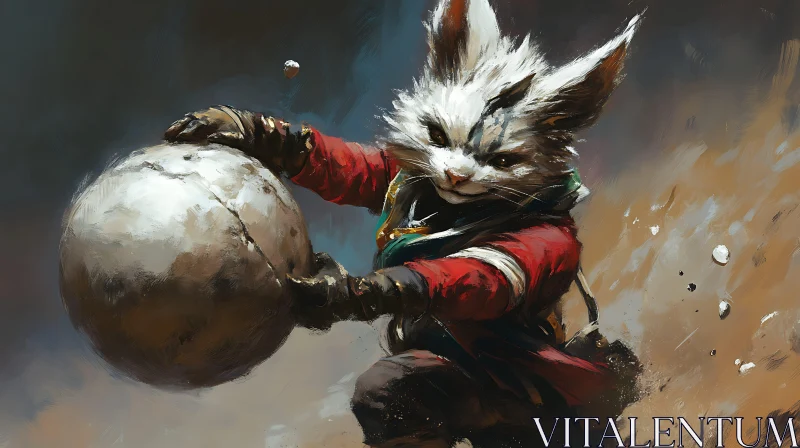 AI ART Anthropomorphic Rabbit Warrior Artwork