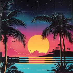 Vibrant Sunset Beach Scene