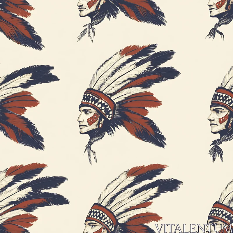 AI ART Feathered Headdress Pattern Artwork