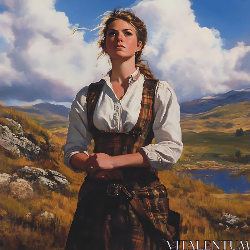 AI ART Woman in Traditional Dress in Scotland