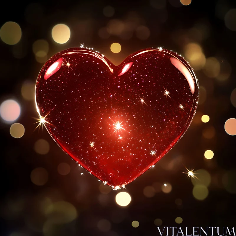 Glittering Heart with Bokeh Lights AI Image