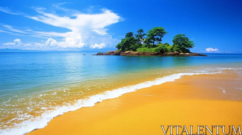 AI ART Peaceful Beach and Isolated Tropical Island