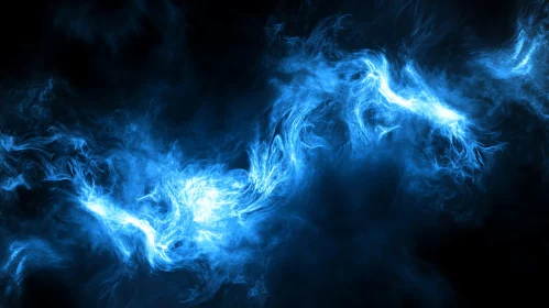 Mystical Blue Smoke Wisps in Darkness