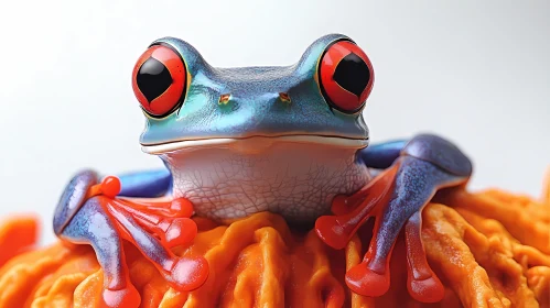 Vivid Red-Eyed Frog in Nature
