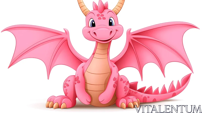 AI ART Playful Pink Dragon Character Design