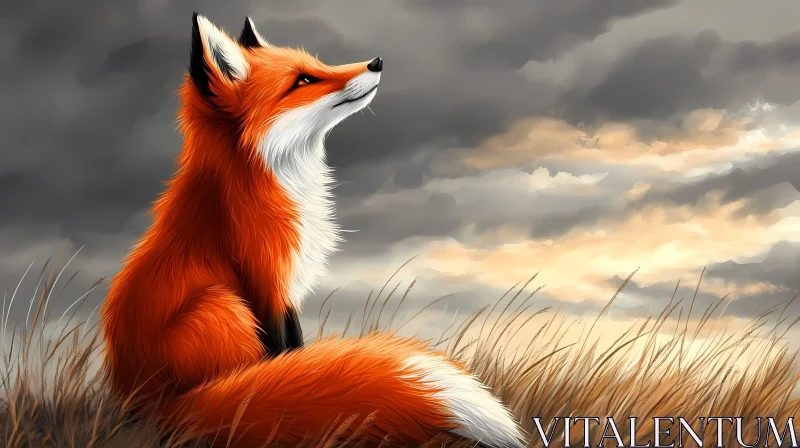 Fox Gazing at the Sky AI Image