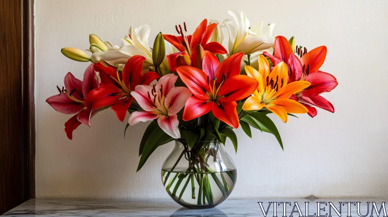 AI ART Vibrant Lily Arrangement in Vase