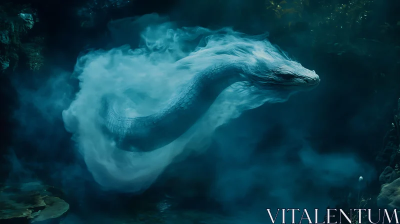 Mystic Snake in Deep Blue AI Image