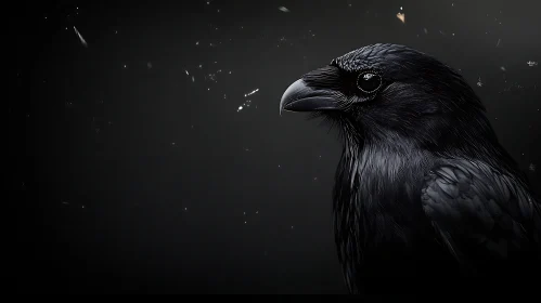 Raven in Dark - Monochrome Bird