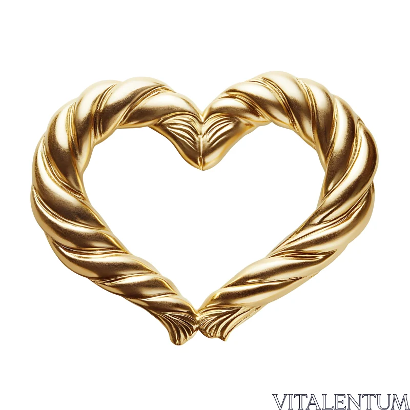 AI ART Gleaming Gold Heart Sculpture