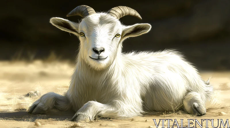 Peaceful Goat Resting AI Image