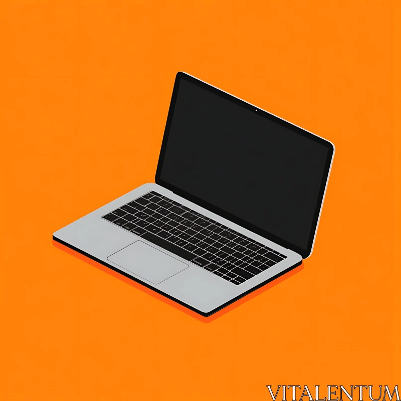 Modern Grey Laptop on Orange AI Image