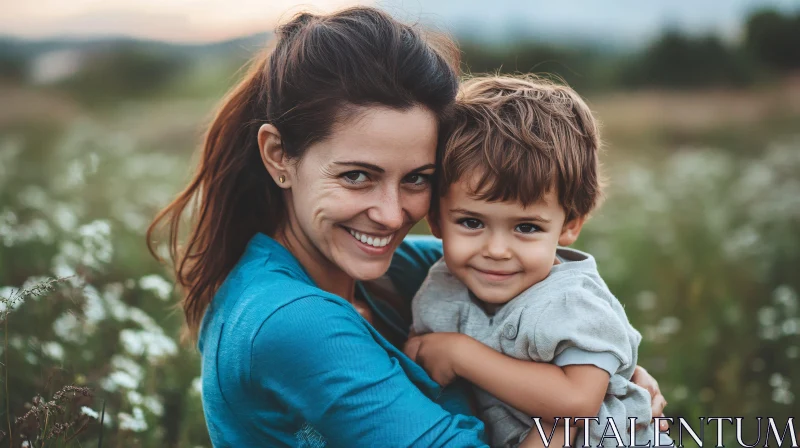 Loving Mother Holding Her Little Son AI Image