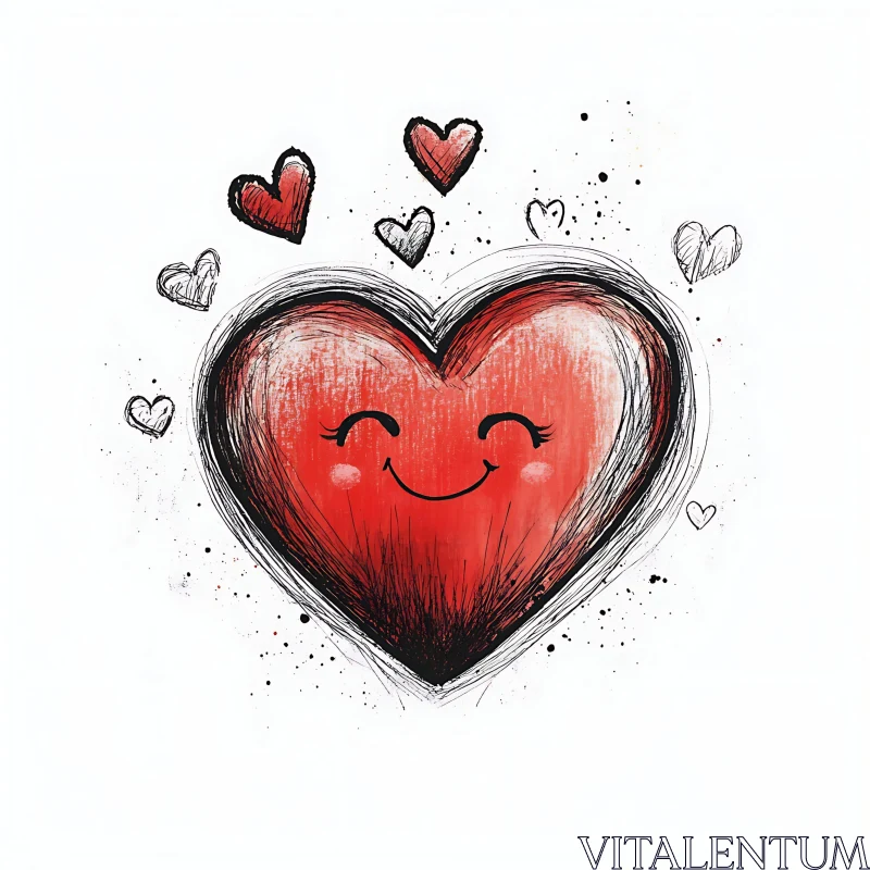 AI ART Whimsical Hearts: A Sketch of Love