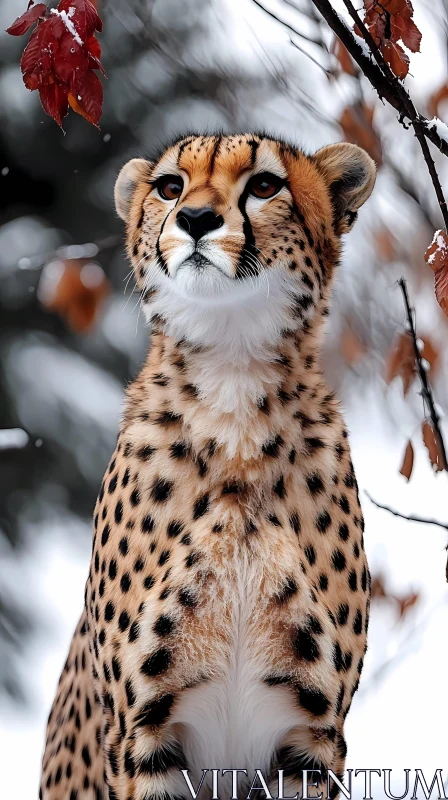 Cheetah in Winter AI Image