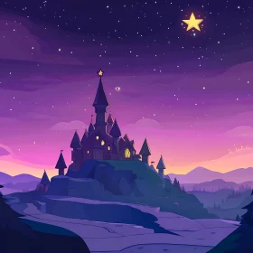 Cartoon Castle at Night