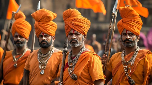 Procession of Men in Traditional Attire