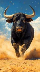 Powerful Bull in Action