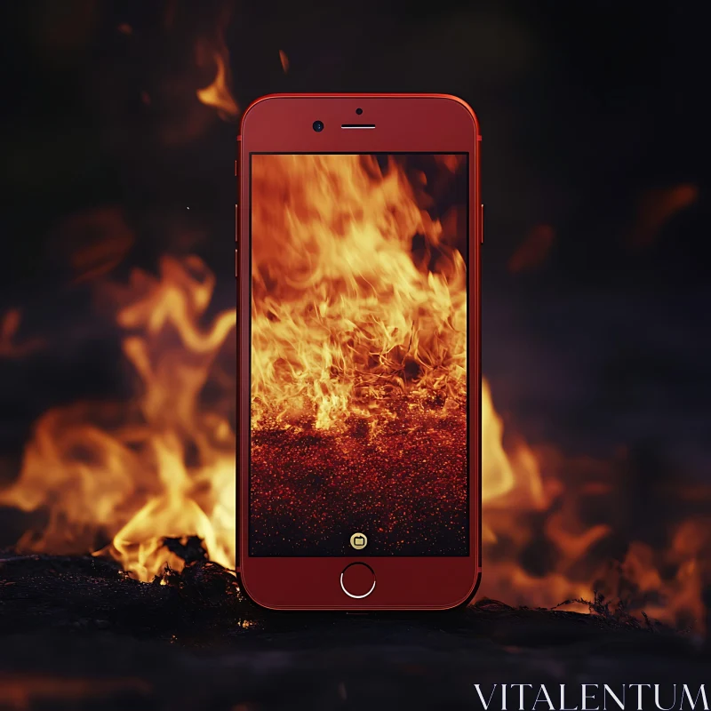 Smartphone in Flames Scene AI Image