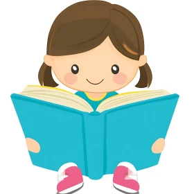 Cartoon Girl Enjoying a Book