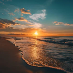 Golden Sunset Over the Sea