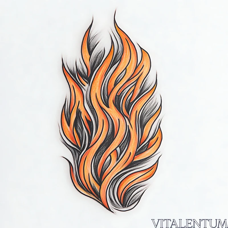 Intricate Flame Art with Flowing Lines AI Image