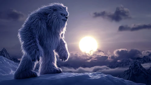 Abominable Snowman on Snowy Mountain