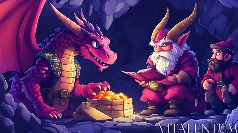 AI ART A Dragon's Hoard with Gnome Protectors