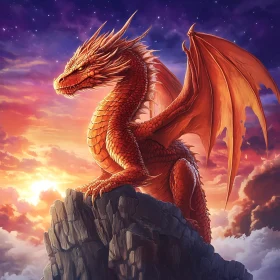 Crimson Dragon Overlooking Twilight