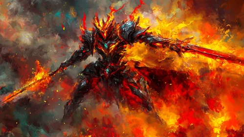 Flaming Knight with Fiery Sword