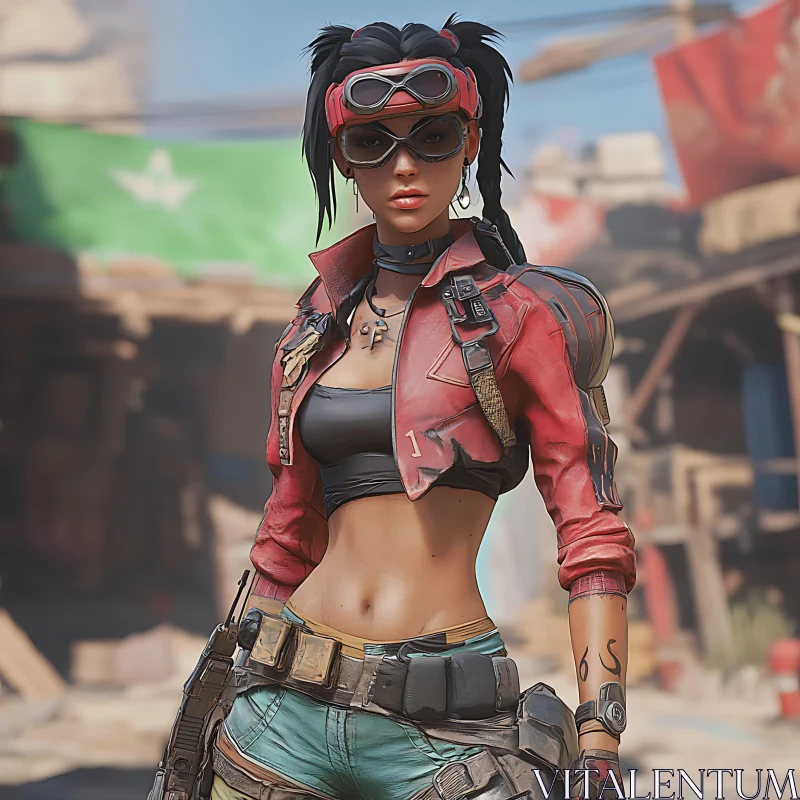 AI ART Female Warrior in Post-Apocalyptic Setting