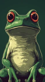 Vivid Green Frog Portrait