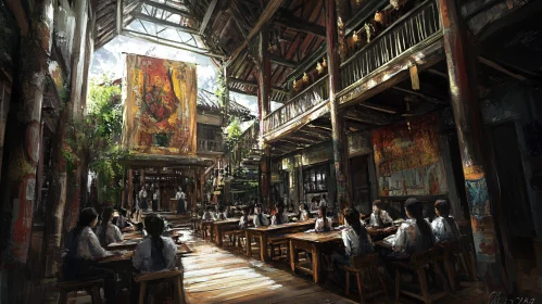 Classic Interior with Seated Figures