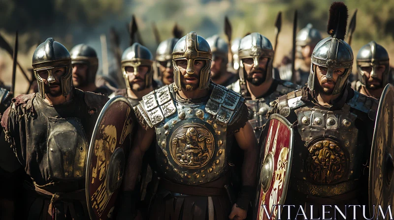 Ancient Roman Soldiers in Formation AI Image