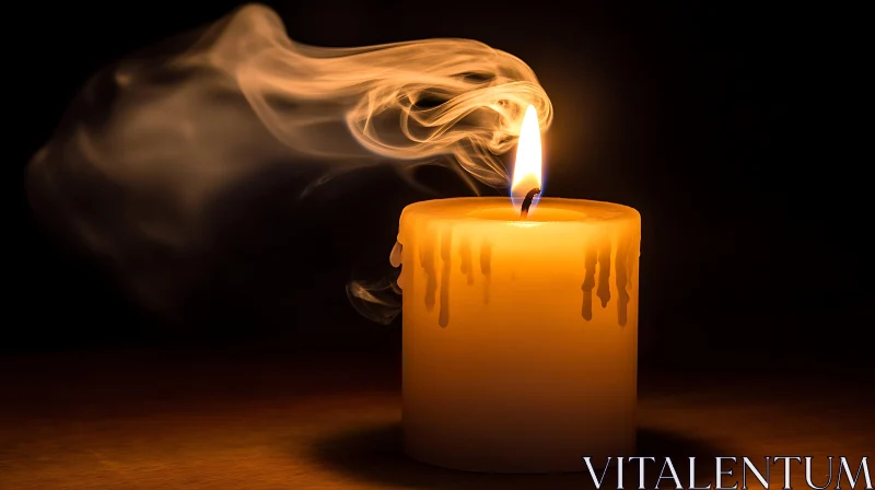 Serene Candle Light with Flowing Smoke AI Image