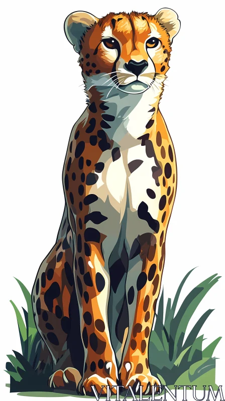 AI ART Cheetah in the Grass Artwork